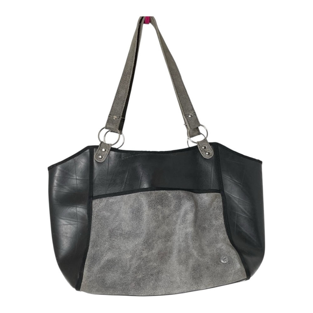 re3 Recycle Renew Reuse tire tote Black & Gray with Suede